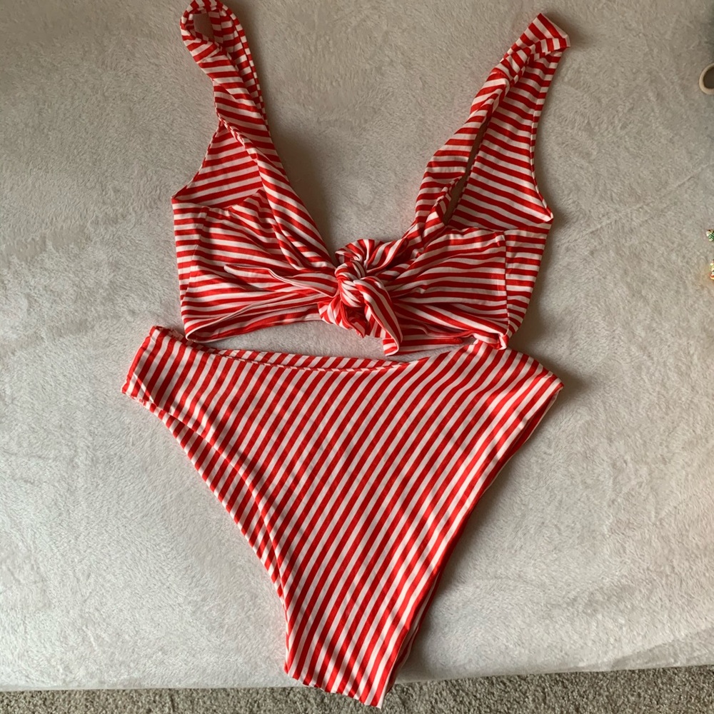 Reverse Swim Red and white striped bikini Bottom